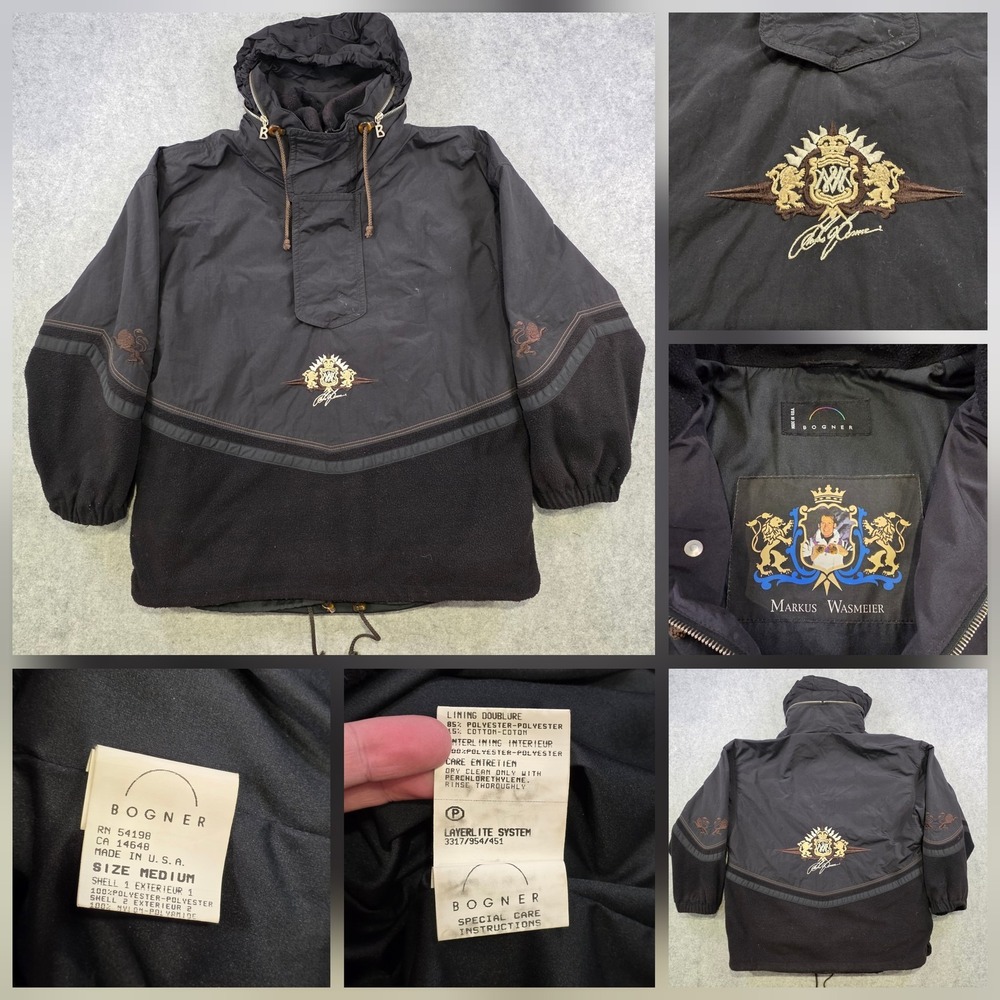 Vintage Bogner Markus Wasmeier Ski Jacket Mens Medium Black Layerlite Fleece‎